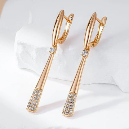 Elegante Drop Ohrringe Ohrhänger 585 RG Rotgold Rosegold mit Zirkon 4,4g