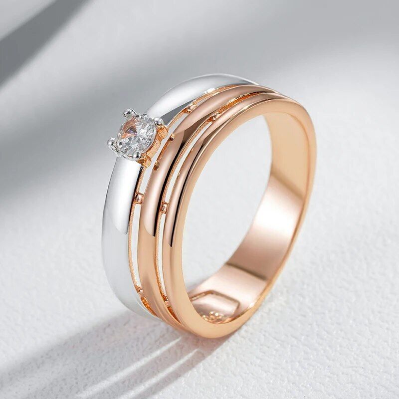 Eleganter Luxus Ring 585 RG Rotgold Rosegold mit funkelnden Zirkon 59(18,8 mm Ø)