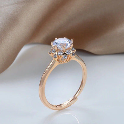 Eleganter Luxus Ring 585 RG Rotgold Rosegold mit Zirkon verstellbar