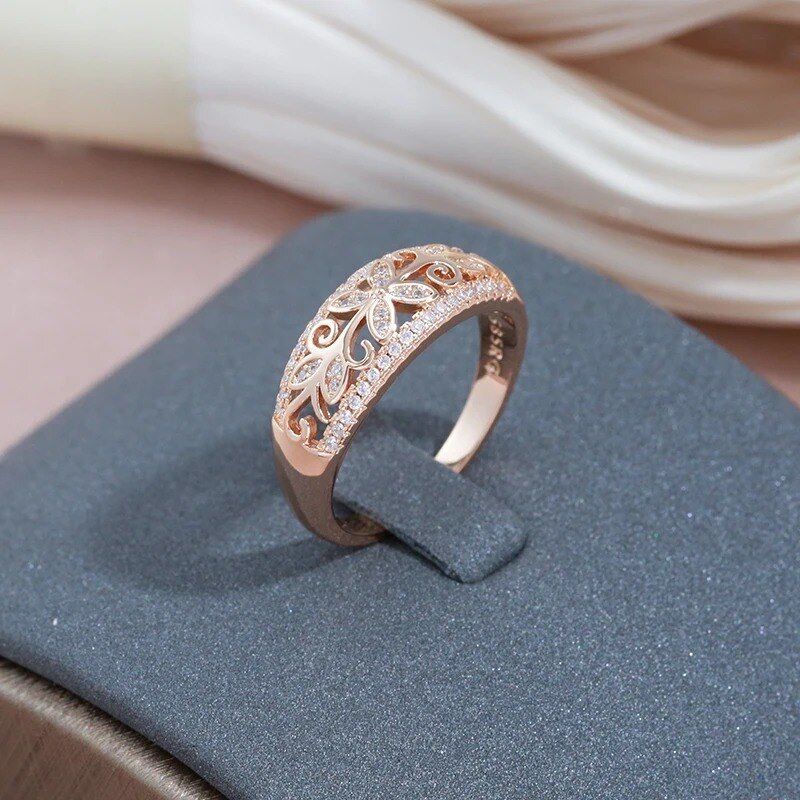 Eleganter Luxus Ring 585 RG Rotgold Rosegold mit Zirkon 59 (18,8 mm Ø) 2,4g