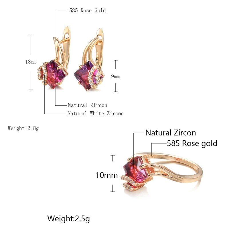 Ohrringe Creole Huggie 585 RG Rotgold Rosegold mit Rubin roten Zirkon 2,8g