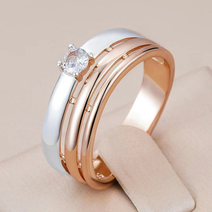 Eleganter Luxus Ring 585 RG Rotgold Rosegold mit funkelnden Zirkon 59(18,8 mm Ø)