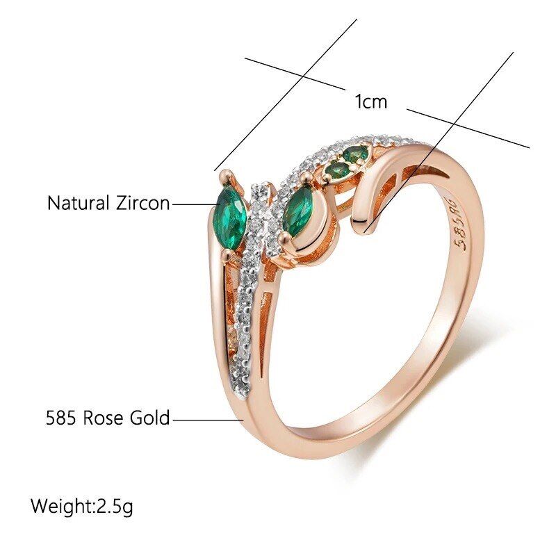 Eleganter Ring 585 RG Rotgold Rosegold mit Smaragd grünen Zirkon 59 (18,8 mm Ø)