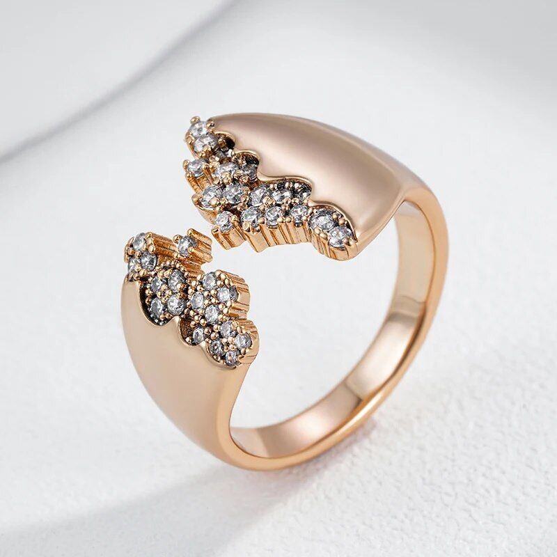 Eleganter Luxus Ring 585 RG Rotgold Rosegold mit Zirkon Größe verstellbar 5,9g