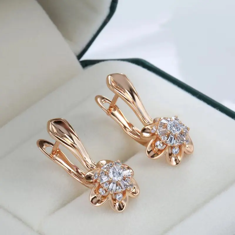 Elegante 585 Rosegold Ohrringe mit Zirkon, Hochwertiger Schmuck.