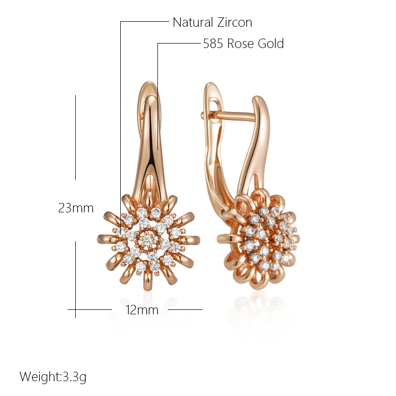 Elegante Ohrringe Huggie Ohrhänger 585 RG Rotgold Rosegold mit Zirkon 3,3g