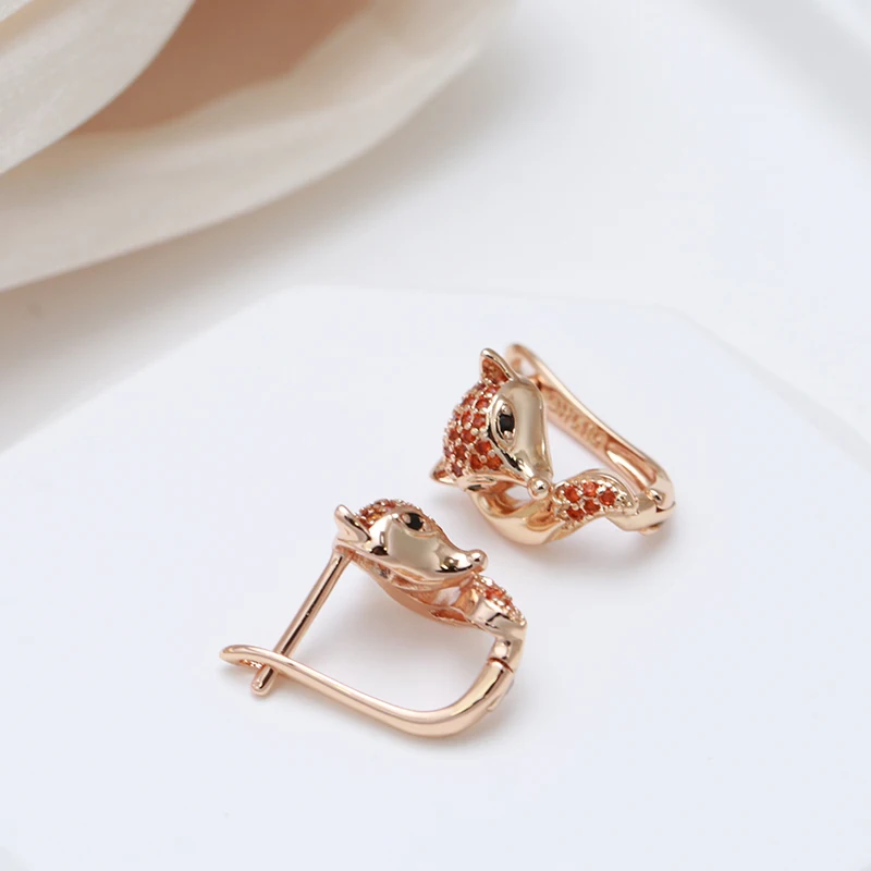 Fuchs Ohrringe Ohrstecker 585 RG Rotgold Rosegold mit funkelnden Zirkon