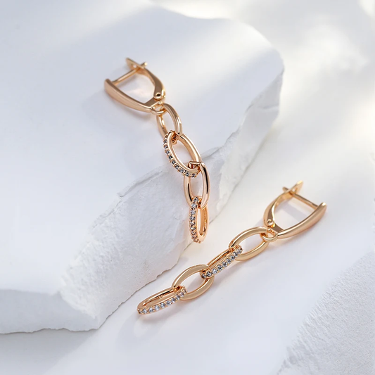 Elegante 585 Rosegold Ohrhänger Ohrringe mit Zirkon, 3,9g Hochwertiger Schmuck.