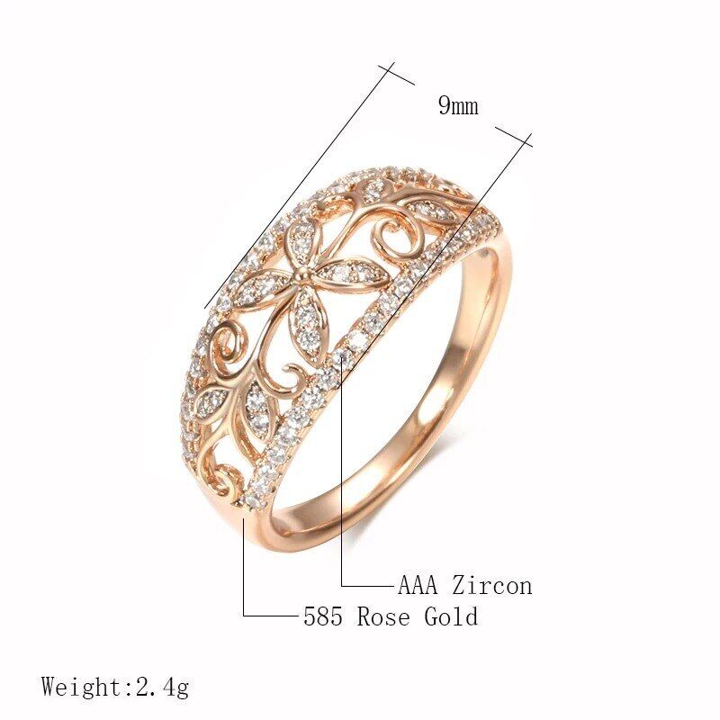 Eleganter Luxus Ring 585 RG Rotgold Rosegold mit Zirkon 59 (18,8 mm Ø) 2,4g