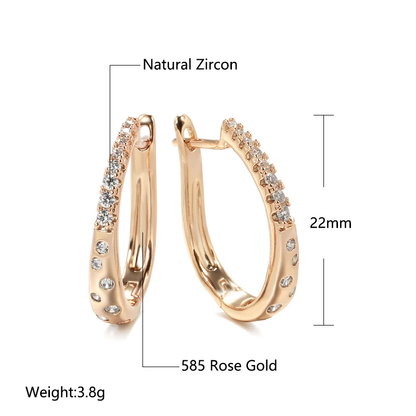 Elegante 585 RG Rotgold Rosegold Ohrringe Creole Huggie mit Zirkon 3,8g.