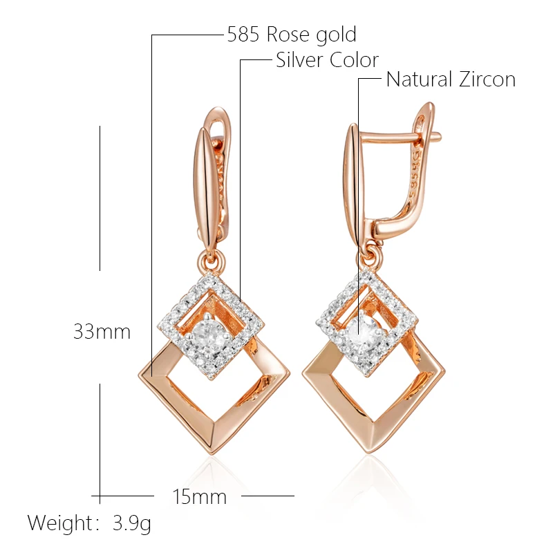 Elegante Ohrringe Ohrhänger 585 RG Rotgold Rosegold mit Zirkon.