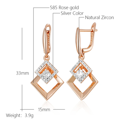 Elegante Ohrringe Ohrhänger 585 RG Rotgold Rosegold mit Zirkon.