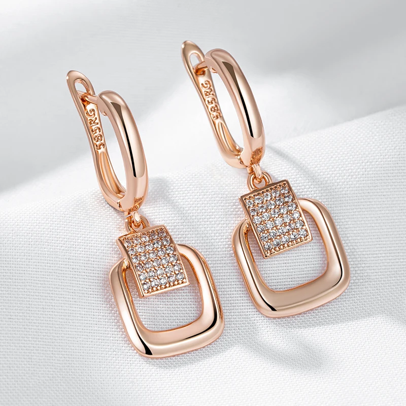 Elegante Ohrringe 585 RG Rosegold Ohrhänger Huggie mit Zirkon 4,1g.