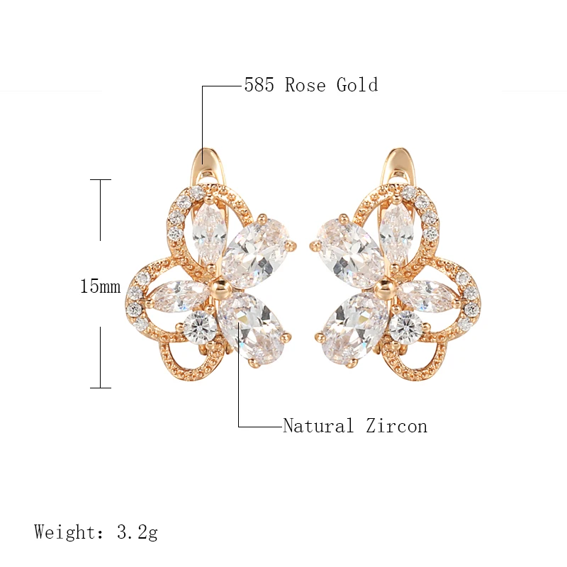 Elegante 585 RG Rotgold Rosegold Ohrringe mit Zirkon, Hochwertiger Schmuck