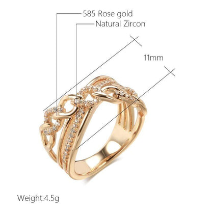 Eleganter Luxus Ring 585 RG Rotgold Rosegold mit funkelnden Zirkon 59(18,8 mm Ø)