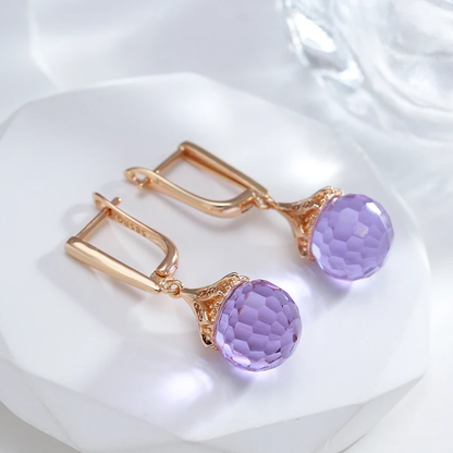 Elegante Ohrringe 585 RG Rotgold Rosegold mit Amethyst farbigen Zirkon