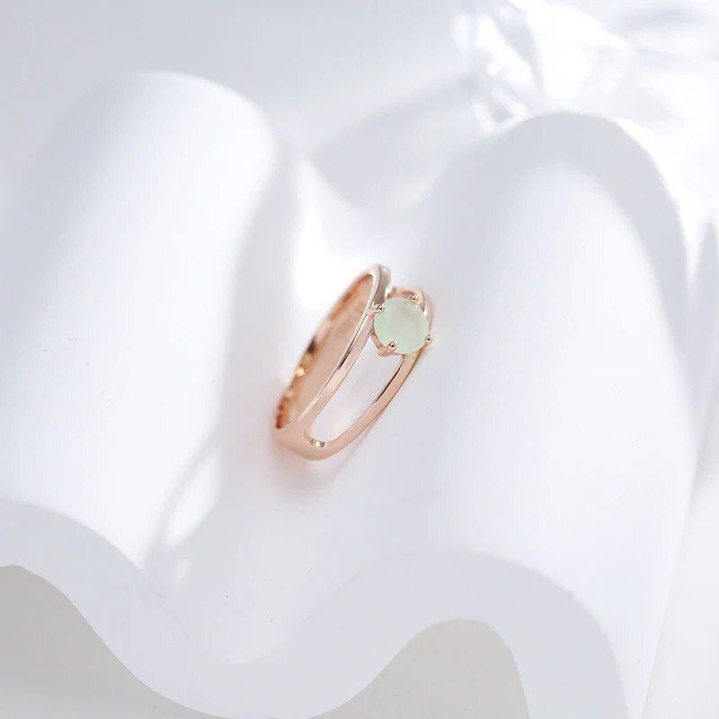 Eleganter Ring 585 RG Rotgold Rosegold Mit Grünen Zirkon 59 (18,8 mm Ø).