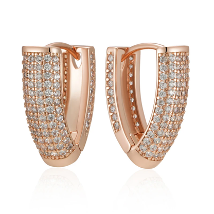 Elegante 585 Rosegold Ohrringe Creole mit Zirkon, Hochwertiger Schmuck 5,1g.