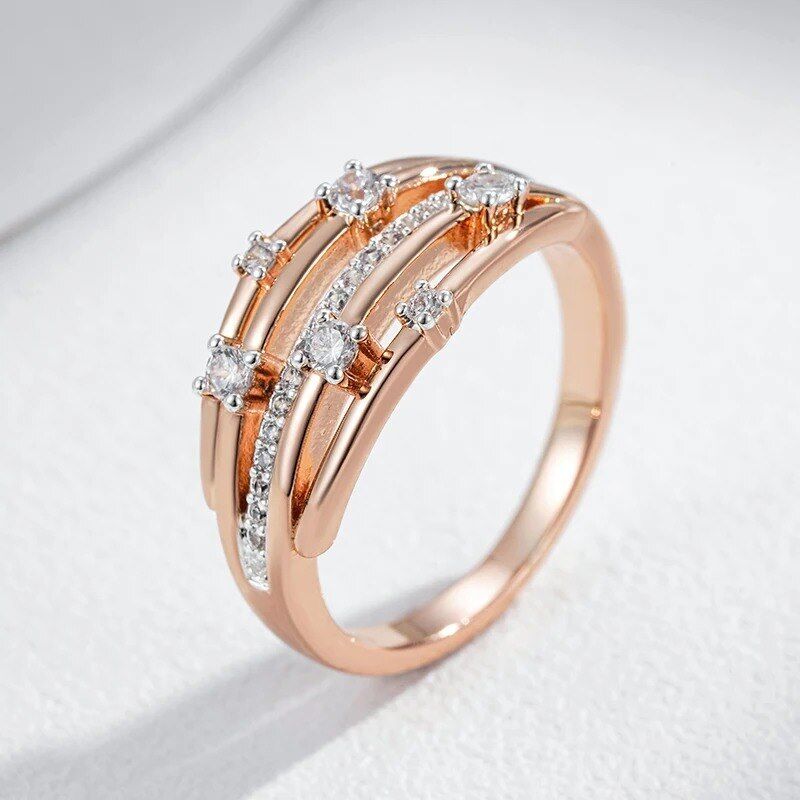 Eleganter Ring 585 RG Rotgold Rosegold mit Zirkon 59 (18,8 mm Ø)