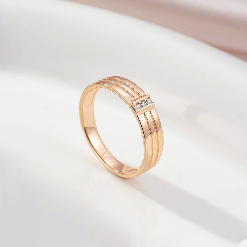 Eleganter Ring 585 RG Rotgold Rosegold mit funkelnden Zirkon 56 (17,8 mm Ø)