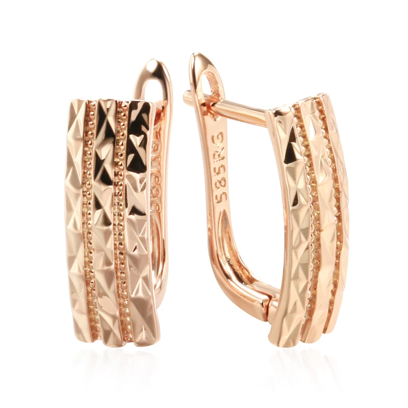 Ohrringe Creole Huggie 585 RG Rotgold Rosegold mit Zirkonia.