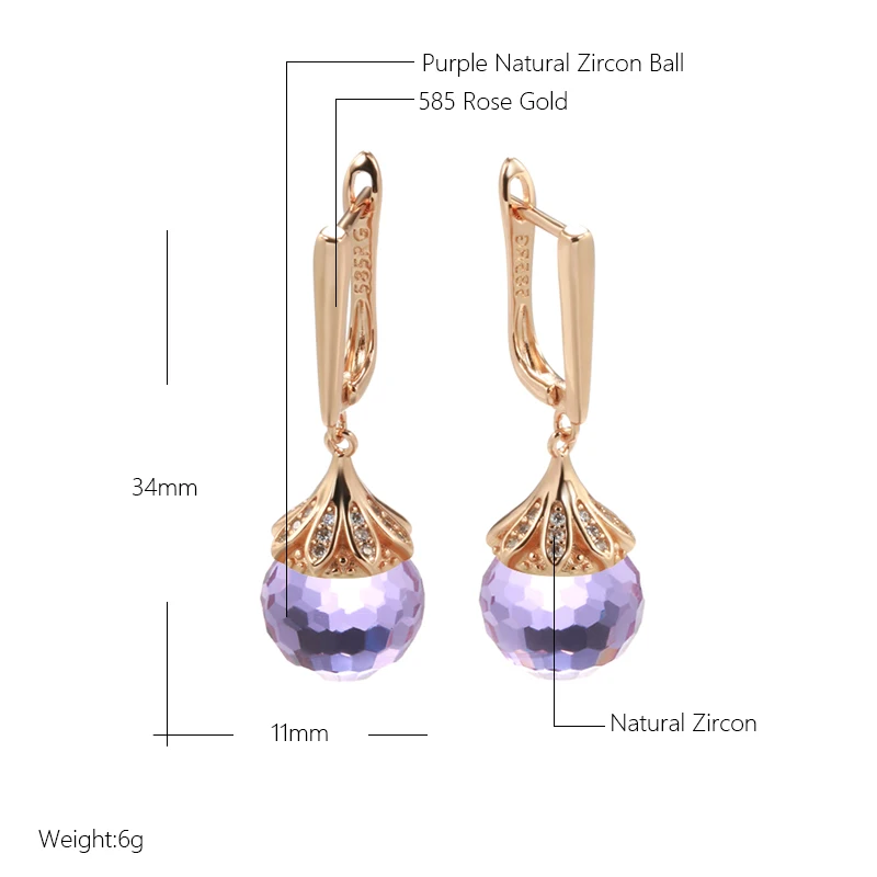 Elegante Ohrringe 585 RG Rotgold Rosegold mit Amethyst farbigen Zirkon