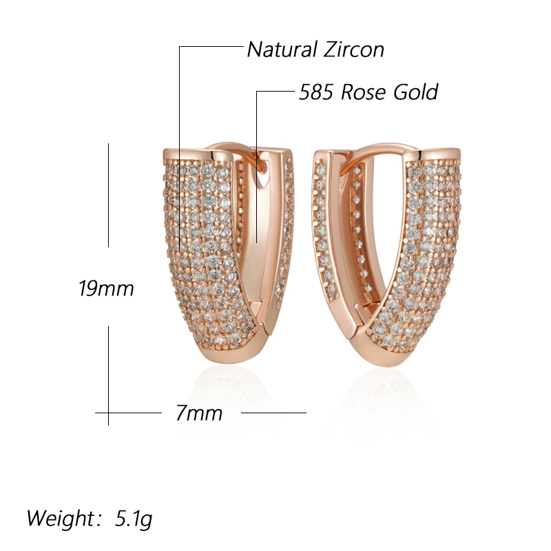 Elegante 585 Rosegold Ohrringe Creole mit Zirkon, Hochwertiger Schmuck 5,1g.