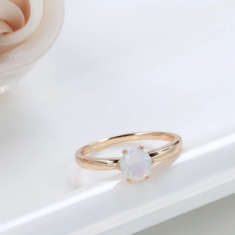 Eleganter Ring 585 RG Rotgold Rosegold mit weißen Zirkon 60 (19,1 mm Ø)