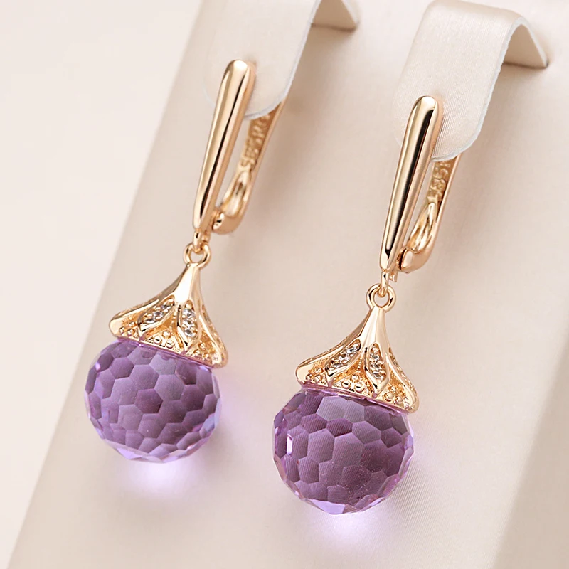 Elegante Ohrringe 585 RG Rotgold Rosegold mit Amethyst farbigen Zirkon