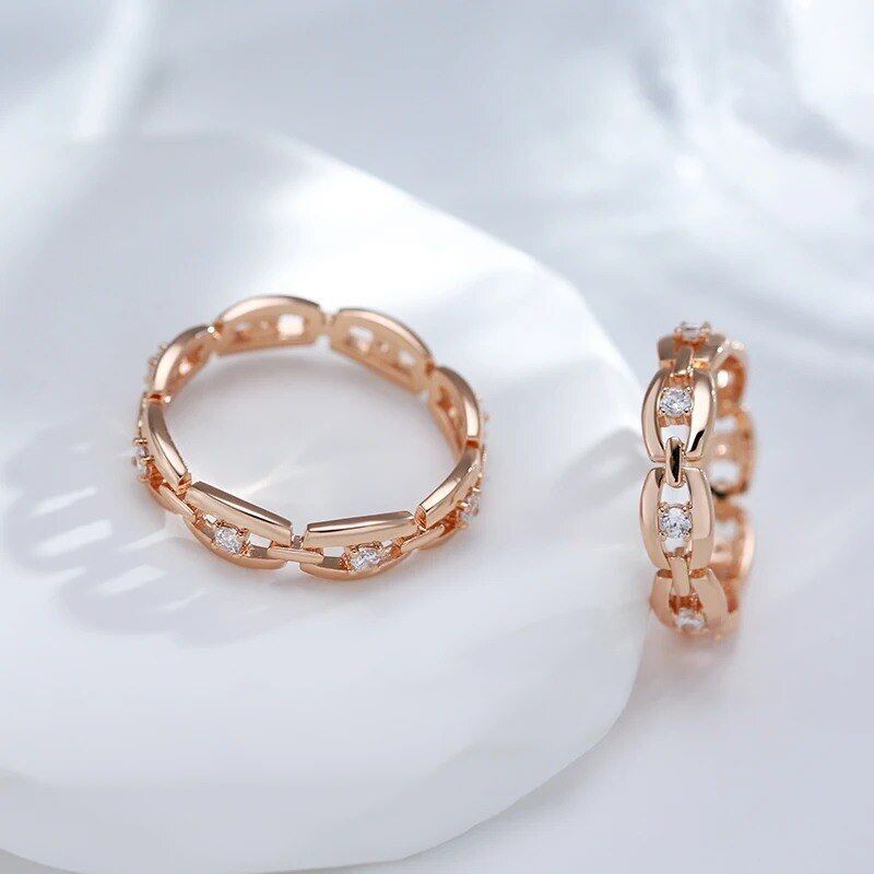 Eleganter Ring 585 RG Rotgold Rosegold mit funkelnden Zirkon 56 (17,8 mm Ø)