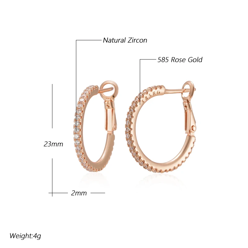 Elegante Creole 585 RG Rotgold Rosegold Ohrringe mit funkelnden Zirkon 4g.