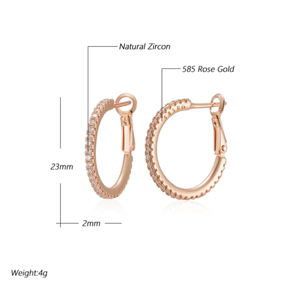 Elegante Creole 585 RG Rotgold Rosegold Ohrringe mit funkelnden Zirkon 4g.