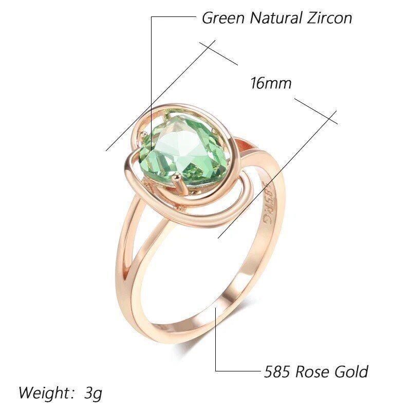 Eleganter Ring 585 RG Rotgold Rosegold mit hell grünen Zirkon 56 (17,8 mm Ø)