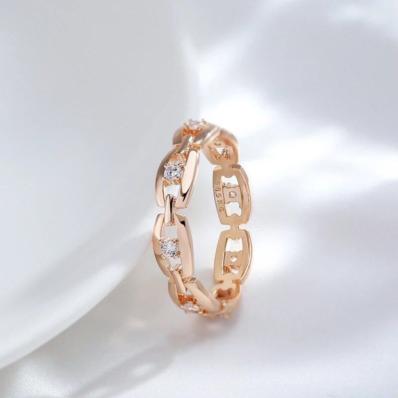 Eleganter Ring 585 RG Rotgold Rosegold mit funkelnden Zirkon 56 (17,8 mm Ø)