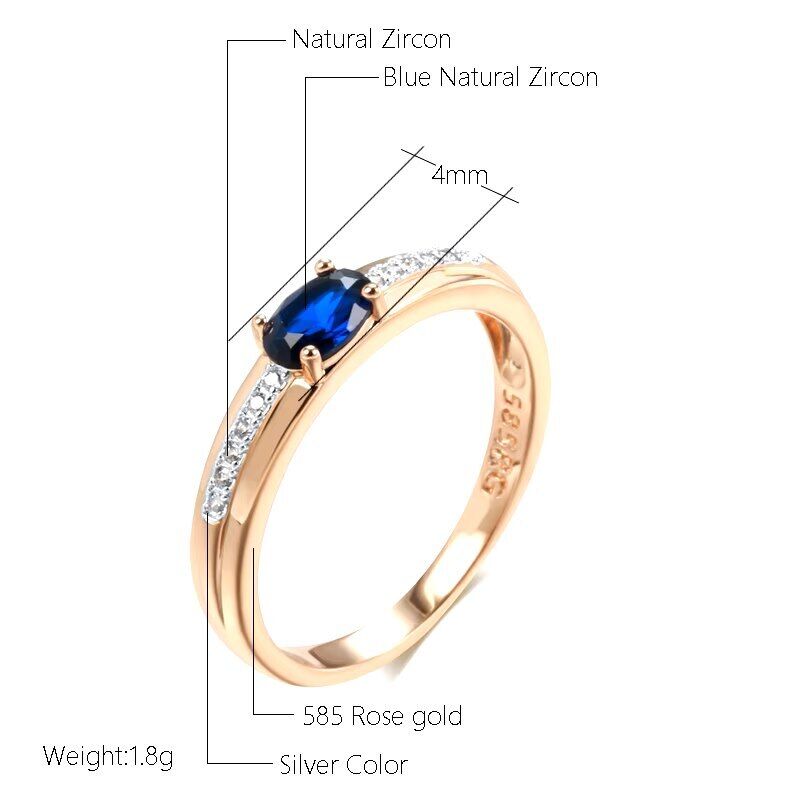 Eleganter Ring 585 RG Rotgold Rosegold mit Saphir blauen Zirkon 61 (19,4mm Ø)