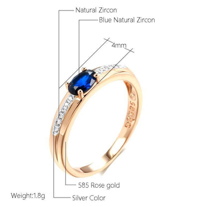 Eleganter Ring 585 RG Rotgold Rosegold mit Saphir blauen Zirkon 61 (19,4mm Ø)