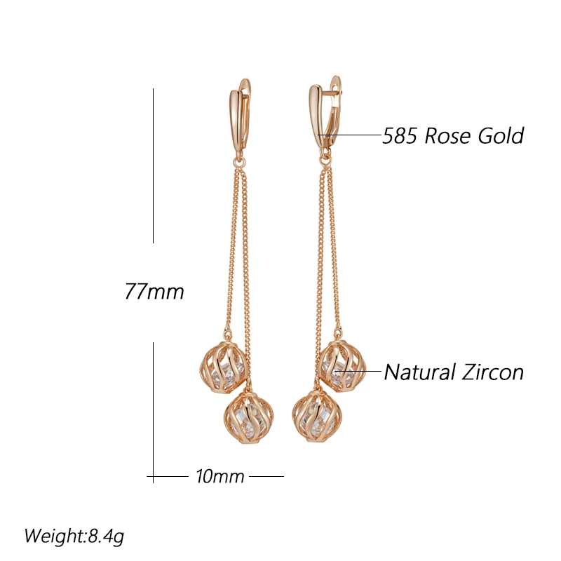 Elegante Luxus Ohrringe Ohrhänger 585 RG Rotgold Rosegold mit Zirkon 8,4g