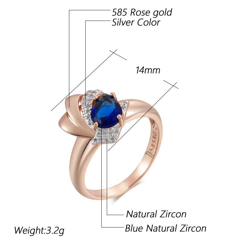 Eleganter Luxus Ring 585 RG Rotgold Rosegold Saphir blauer Zirkon 59 (18,8 mm Ø)