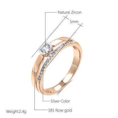 Eleganter Luxus Ring 585 RG Rotgold Rosegold mit funkelnden Zirkon 59(18,8 mm Ø)