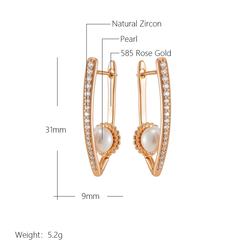 Elegante 585 RG Rotgold Rosegold Ohrringe mit Zirkon und Perle .