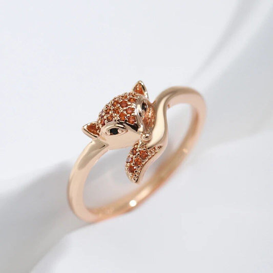 Fuchs Ring 585 RG Rotgold Rosegold Bernstein farbiger Zirkon 59 (18,8 mm Ø)2,6g