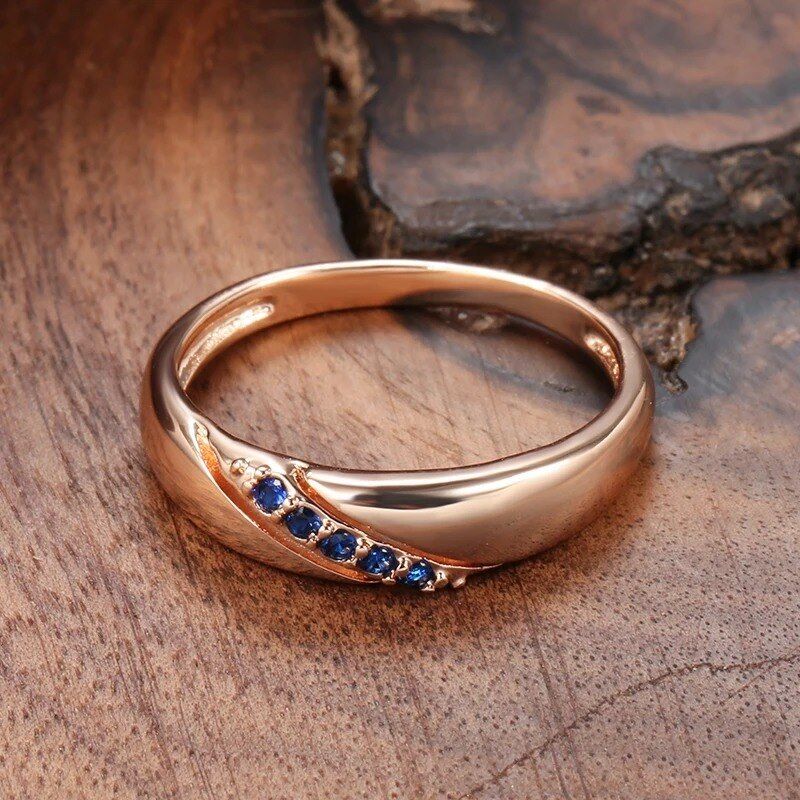 Eleganter Ring 585 RG Rotgold Rosegold mit Saphir blauen Zirkon 59 (18,8 mm Ø)