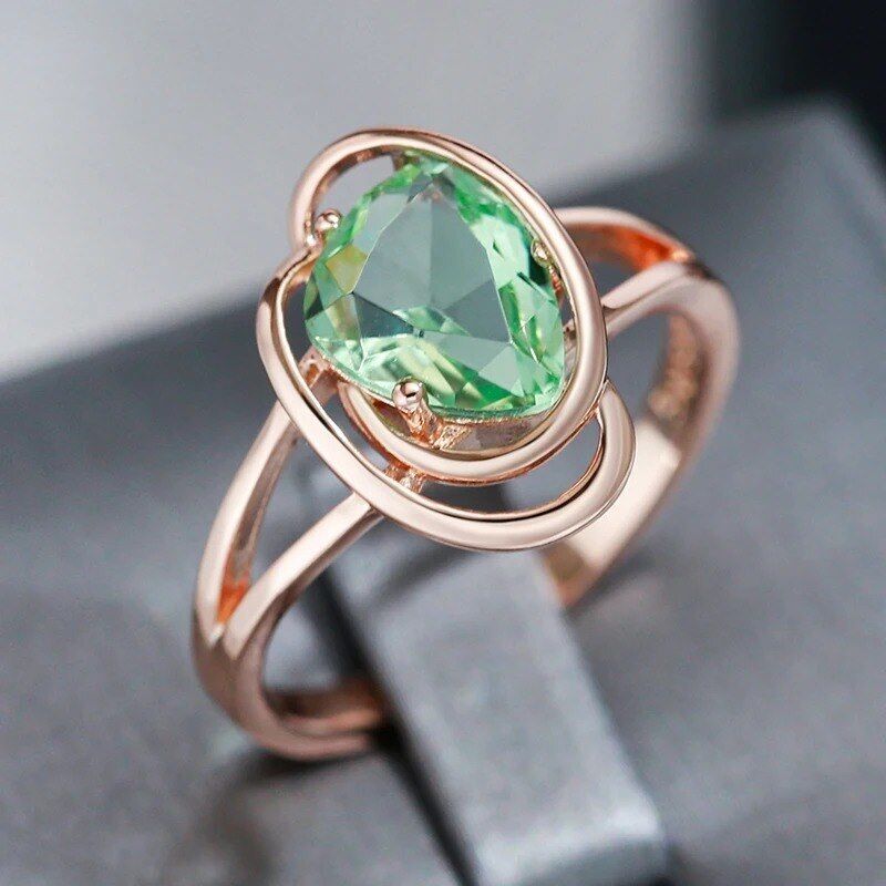 Eleganter Ring 585 RG Rotgold Rosegold mit hell grünen Zirkon 56 (17,8 mm Ø)