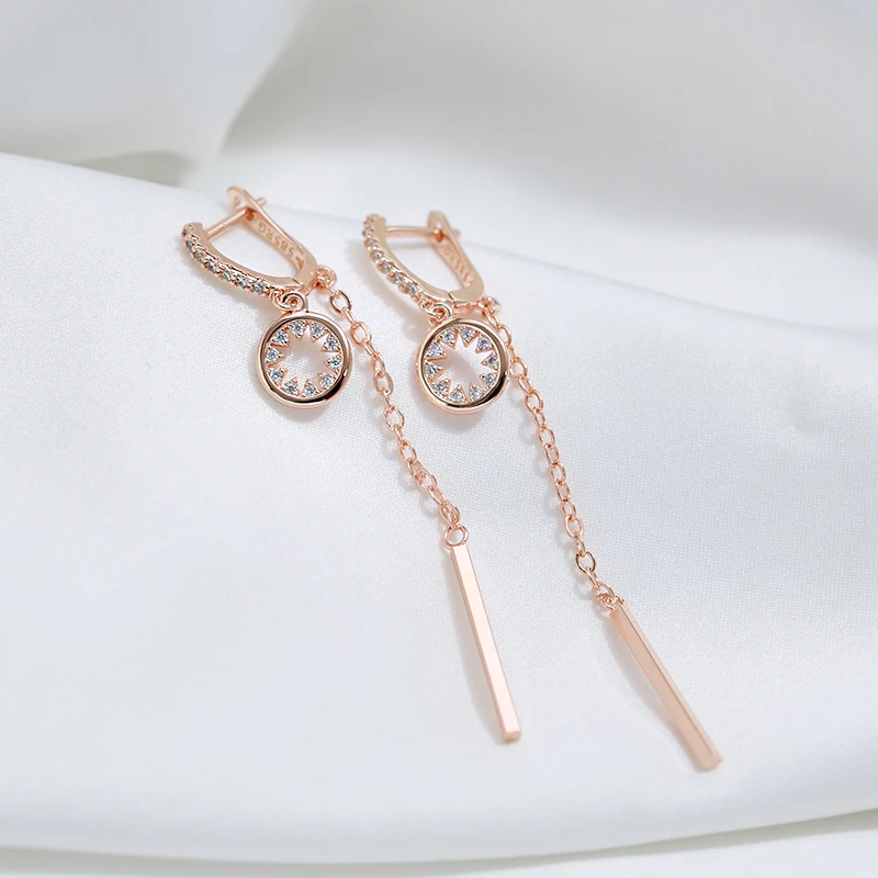 Elegante 585 Rosegold Orhänger Ohrringe mit Zirkon, Hochwertiger Schmuck.