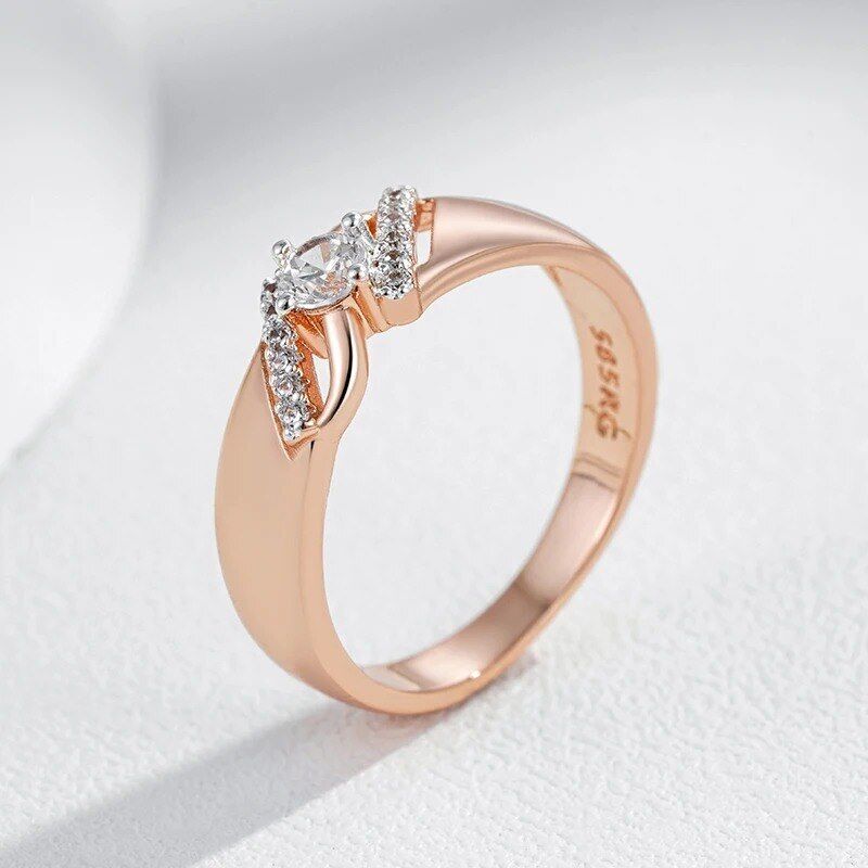 Eleganter Ring 585 RG Rotgold Rosegold mit funkelnden Zirkon 59 (18,8 mm Ø)