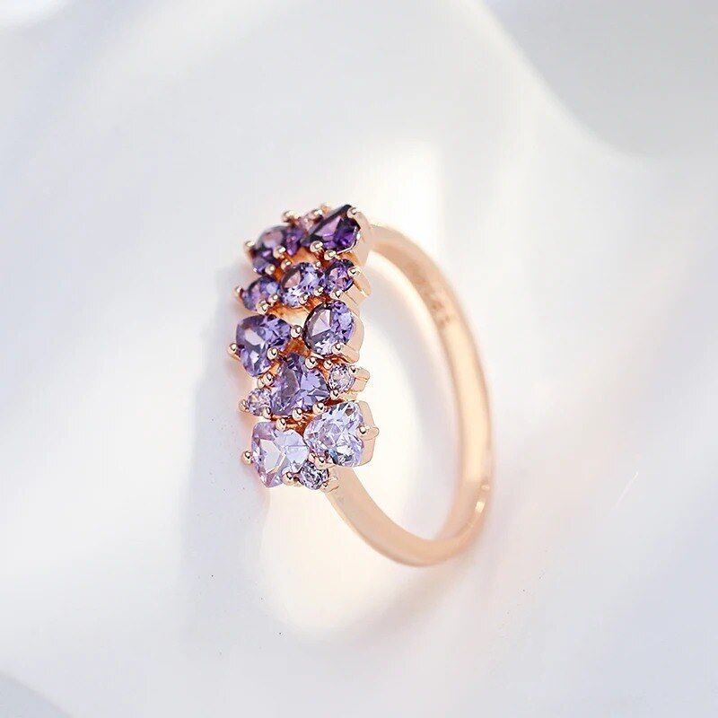 Eleganter Ring 585 RG Rotgold Rosegold mit Saphir blauen Zirkon 56 (17,8 mm Ø)