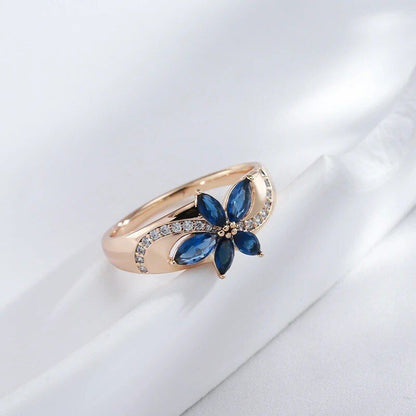 Eleganter Ring 585 RG Rotgold Rosegold mit Saphir blauen Zirkon 59 (18,8 mm Ø)