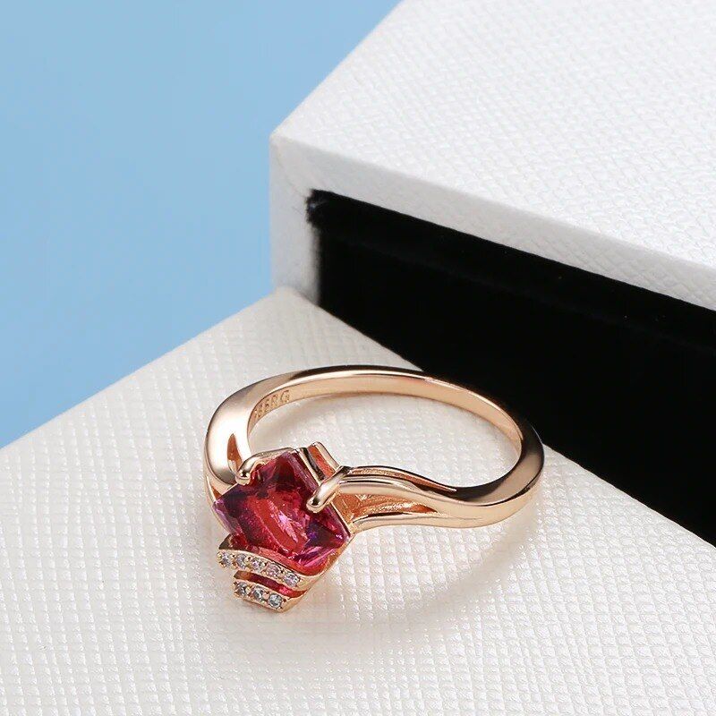 Eleganter Ring 585 RG Rotgold Rosegold mit Rubin roten Zirkon 59 (18,8 mm Ø)