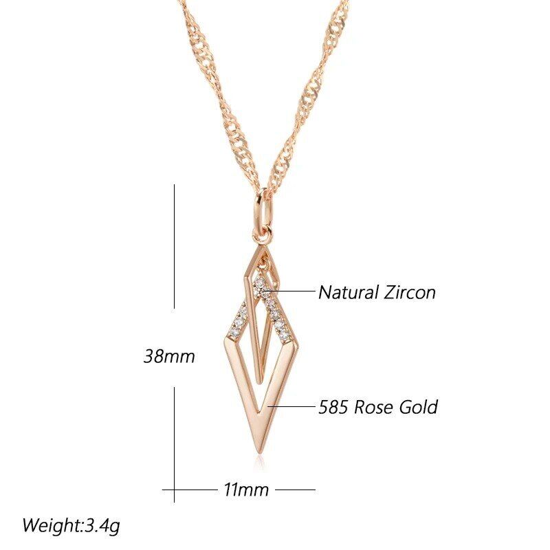 Elegante Halskette Anhänger 585 RG Rotgold Rosegold mit Zirkon 42cm + 6cm 5,5g.