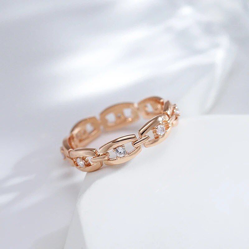 Eleganter Ring 585 RG Rotgold Rosegold mit funkelnden Zirkon 56 (17,8 mm Ø)